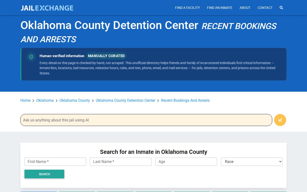 Oklahoma County Detention Center Jail Exchange page shown as a supplemental source