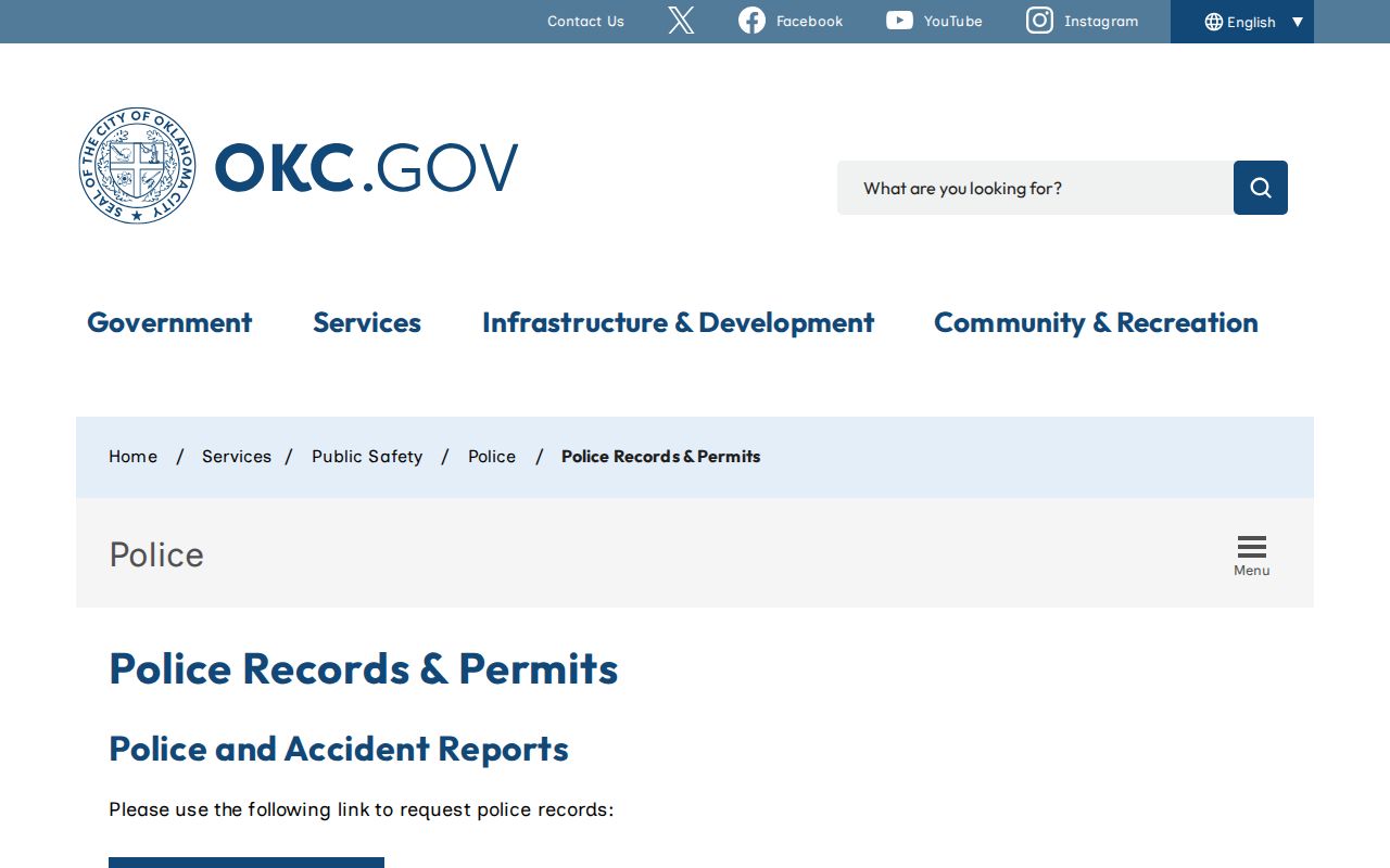 Oklahoma City Police Department arrest record access page